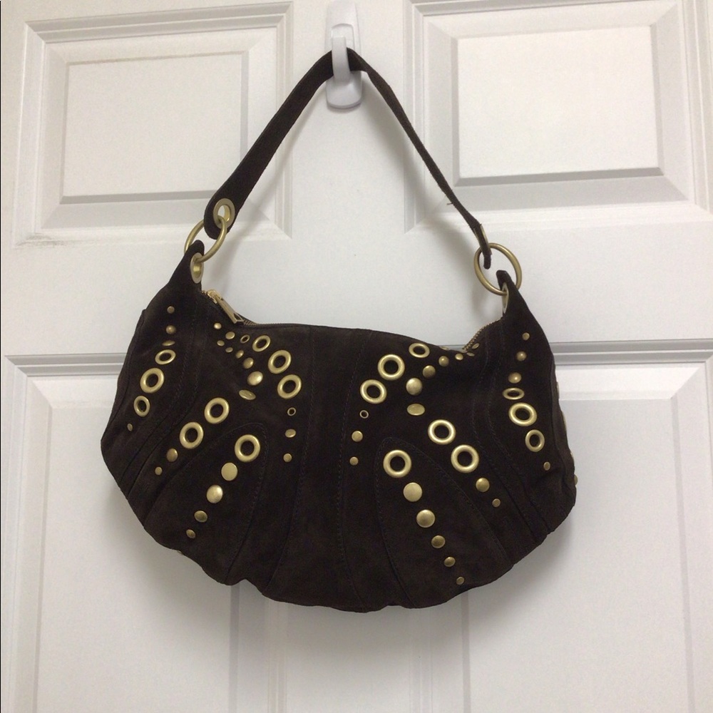 NWT Banana Republic Brown Suede Bag w/Gold Accents